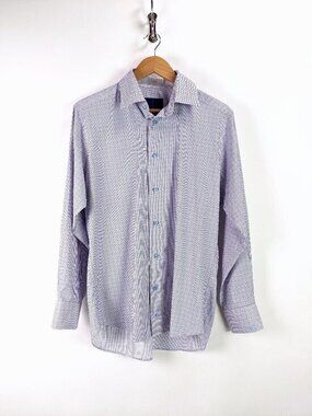 David Donahue Mens Performance Trim Fit Dress Shirt Button-Up Long Sleeve 15.5